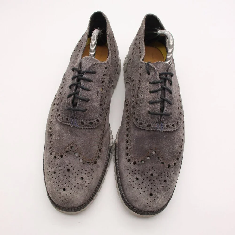 Cole Haan Zerogrand Wingtip Oxfords Men's 11 M Gray Suede Casual Shoes C20131
